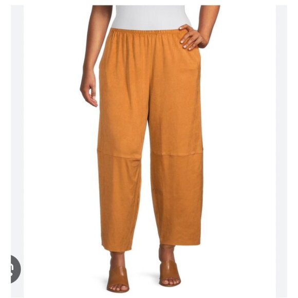 Bryn Walker Oliver Pants Women Medium Brown Faux Suede Harem Tapered Pull On USA - Picture 1 of 6